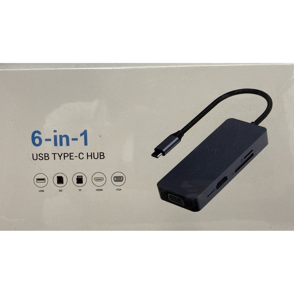 New 6 in 1 USB-C Hub (HB101) HDMI USB SD TF 4K